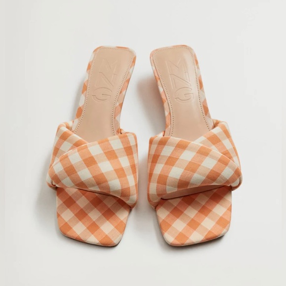 NWT Mango Heel gingham Vichy sandals - Picture 5 of 12